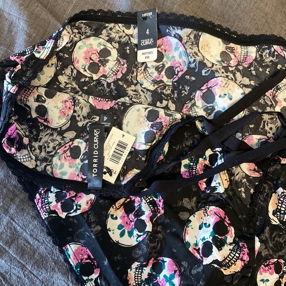 Torrid Rose Filled Skull Panties with Crisscross Back - Picture 4 of 5
